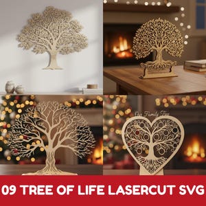 Tree of Life Laser Cut Files: Woodworking SVG Bundle (Digital Download) laser cutting files, life tree, family tree Svg, Gift, Family Gifts.