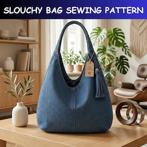 Slouchy Hobo Bow Bag Sewing Pattern PDF, Slouchy Tote Bag Pattern, Beginner Friendly Video Tutorial, Beginner Friendly (Instant Download)