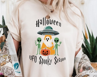 Camiseta OVNI de Halloween: Camiseta unisex de temporada espeluznante