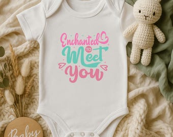 Body para bebé "Encantado de conocerte", body para anunciar el nacimiento del bebé, conjunto rosa menta, ropa adorable para recién nacidos, regalo para baby shower, ropa unisex para bebés.