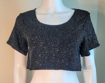 Black sparkle crop top