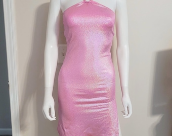 Pink shimmer halter dress