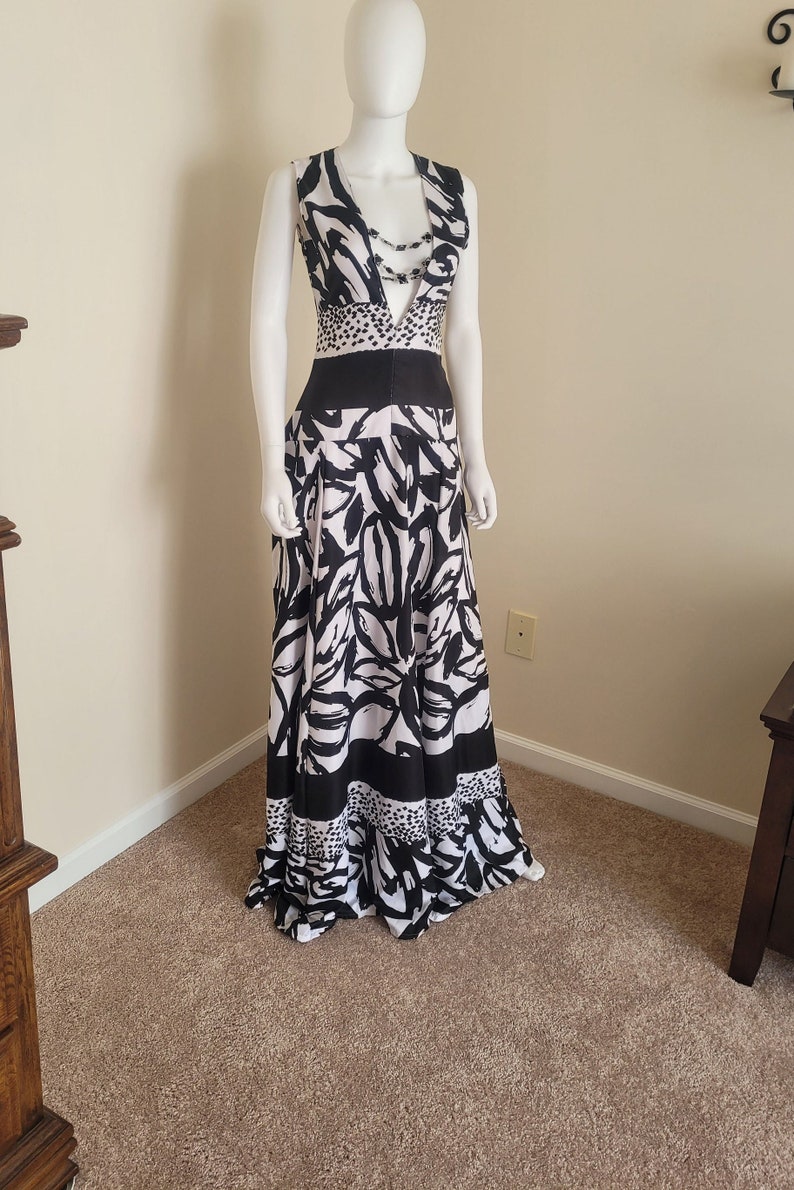 Floor length black & white dress image 1