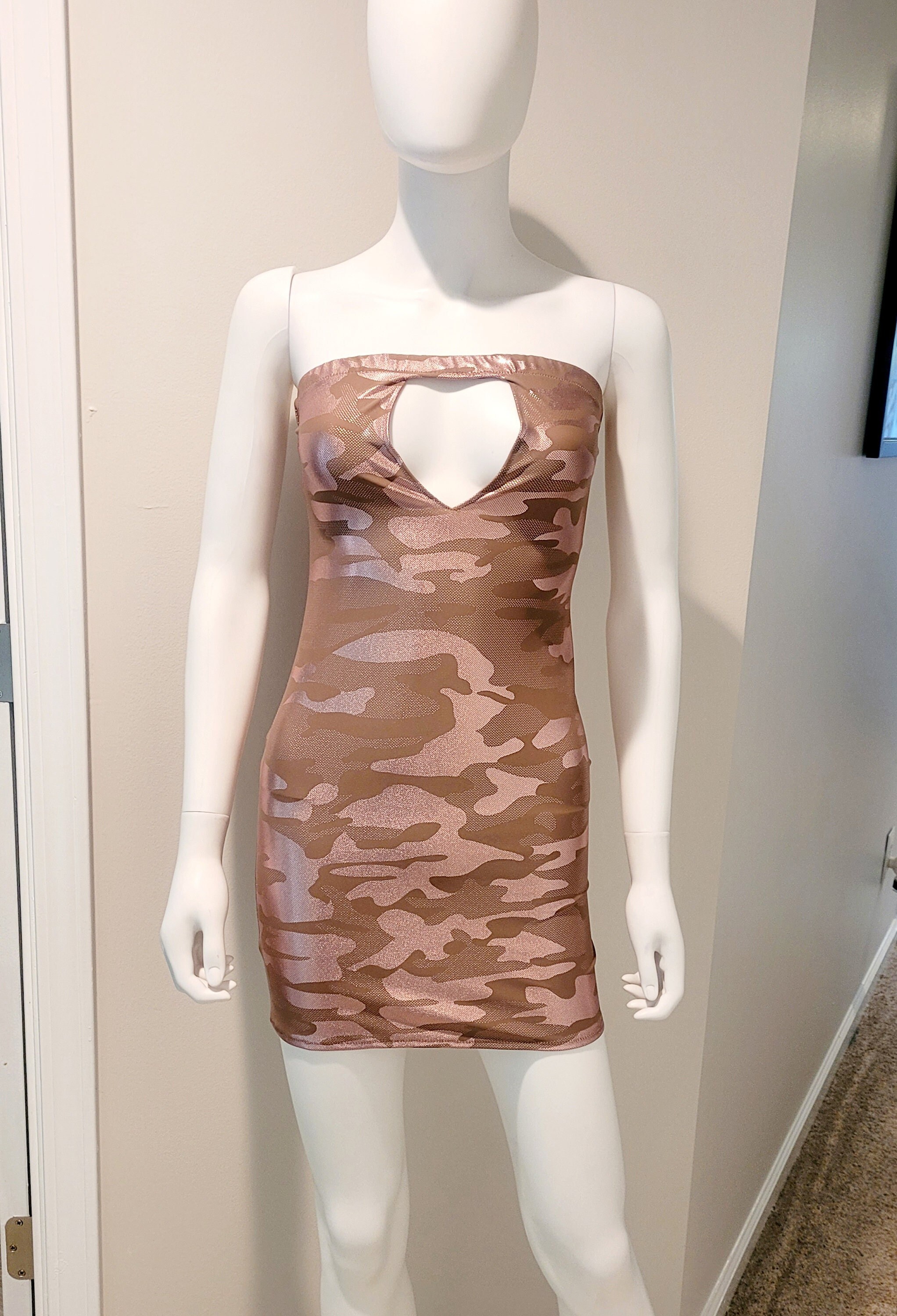 knee length dresses for ladies Bodycon Mesh Camouflage Mini Dress main image 1