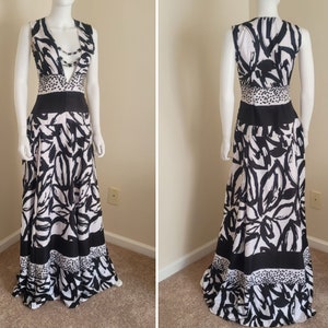 Floor length black & white dress image 3