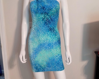 Blue-green mini dress