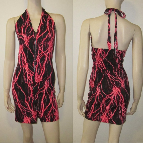Black & Red lightning halter dress