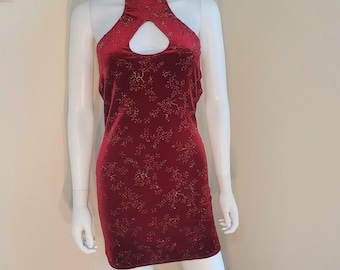 Red glitter halter dress