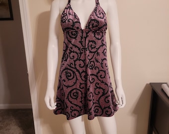 Purple and black swirl halter dress