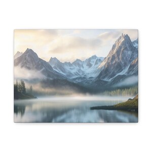 Serene Mountain Lake Landscape Canvas, Beautiful Wall Art, Nature Decor, Gift for Nature Lovers