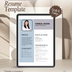 Professionelle Lebenslaufvorlage für Canva mit 100% bearbeitbar | Lebenslauf Vorlage mit Foto | Business Lebenslauf Vorlage | Lebenslauf Vorlage