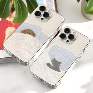 Kawaii Dog & Cat Couple iPhone Case