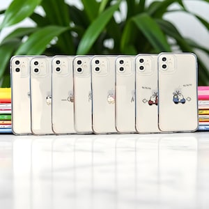 Funda transparente con cerillas divertida: carcasa minimalista con dibujos animados para iPhone