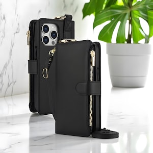 Handyhülle zum Umhängen für iPhone 16E–7 Plus mit Ring und Kartenhalter