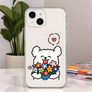 Schattige Cartoon Hondenkoppel Hoesje - Doorzichtige Zachte Hoes voor iPhone