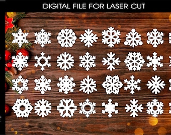 Snowflake SVG Bundle: 32 Laser Cut Snowflakes (Digital Download)