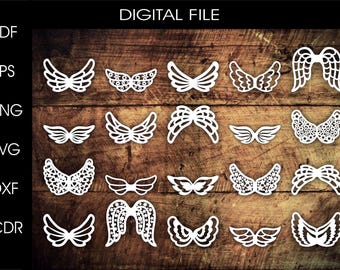 Angel Wings Silhouette Bundle SVG (Digital Download) collection 2