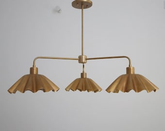 Solid Raw Brass Chandelier 3 Arm Modern Ceiling Light for Home Interiors