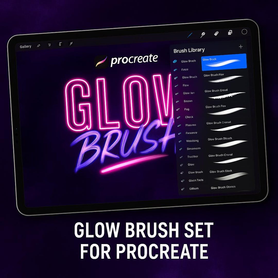 Glow Brushes for Procreate | 30+ Neon Light | Glows, Glitter, Bokeh ...