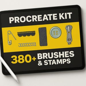 Fashion Design Procreate – 380+ Brushes and Stamps (Fabric, Denim, Lace, Jewelry, Zippers, Buttons & More!)