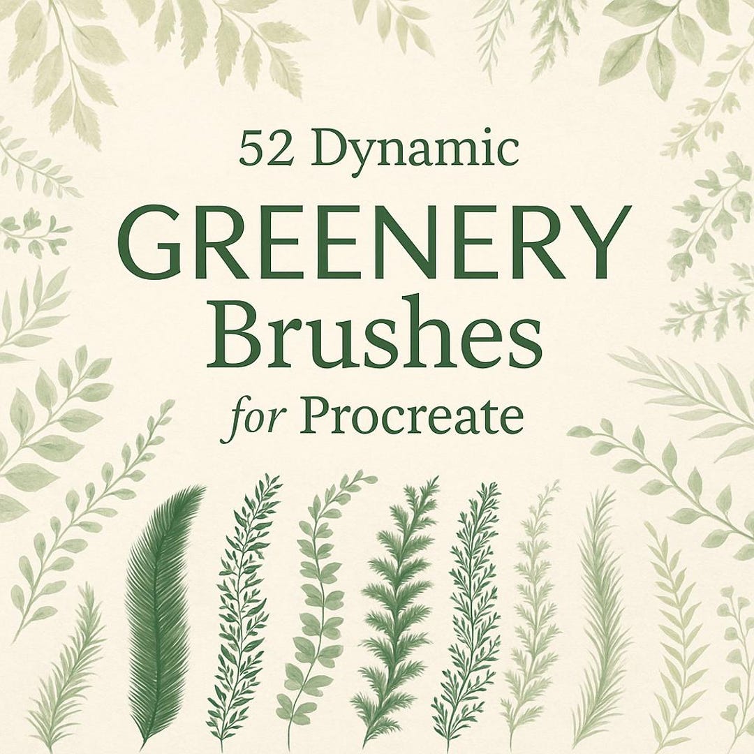 Greenery Procreate Brushes | 52 Botanical & Foliage Stamp Brushes ...