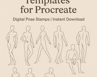 Male & Female Fashion Figure Templates for Procreate | Body Pose Stamps | Digital Drawing Brushes