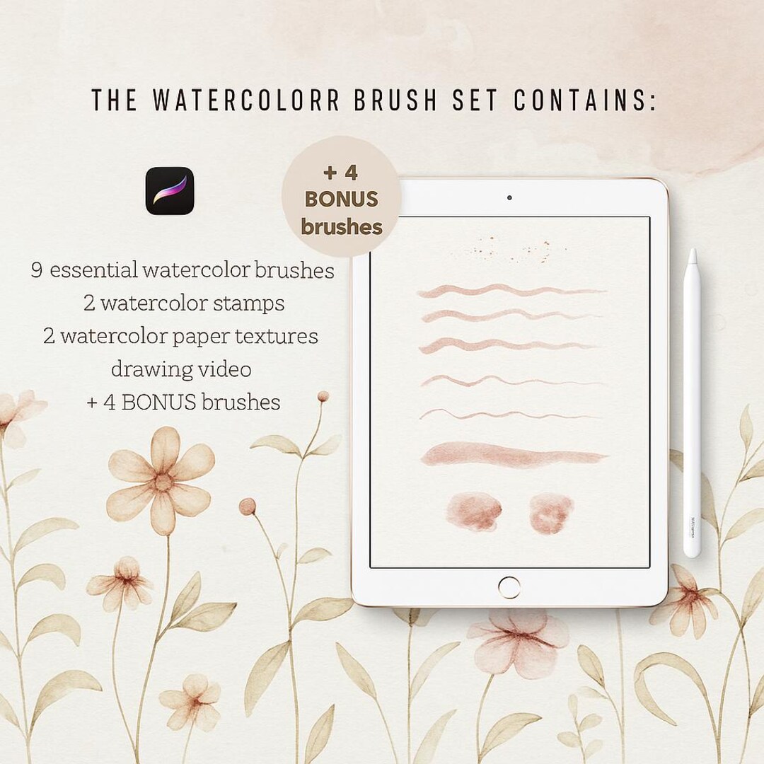 Watercolor Procreate Brush Set Mockup Bundle – Ready to Upload! - Etsy
