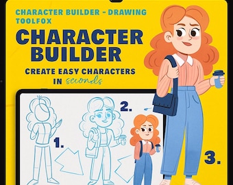 Jeu de pinceaux Character Builder – 102 formes Procreate, Photoshop et Illustrator | Boîte à outils facile pour dessiner des personnages
