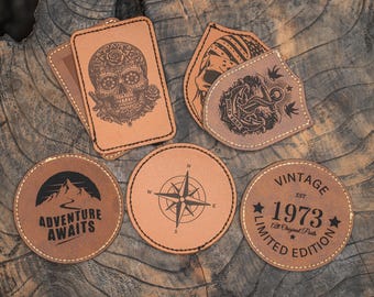 PU leather patch with custom engraving – personalized label | Faux leather patch for clothing, bags & accessories