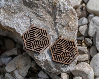 Wooden earrings Boho style "Tona"