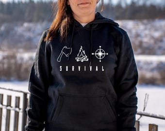 Survival - UNISEX Hoodie - Pullover - Sweater - Hooded Sweatshirt - Fairly produced! Bushcraft Outdoor