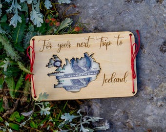 Next Trip to Iceland Money Gift Card Wooden Piggy Bank Iceland