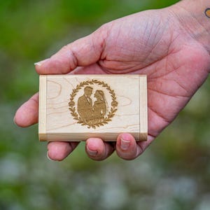 Personalized USB stick, logo, wedding, individual laser engraving, wooden USB stick 16 GB