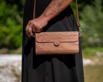 Clutch - Wooden Handbag, Wooden Purse, Gift for Her, Eco Bag, Handmade, Evening Wear, Rosewood, Bubinga