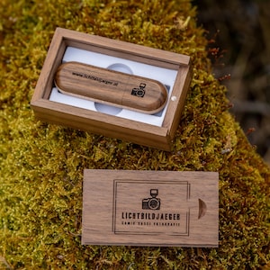 USB stick personalized, logo, wedding, individual laser engraving, wooden USB stick 64GB 3.0