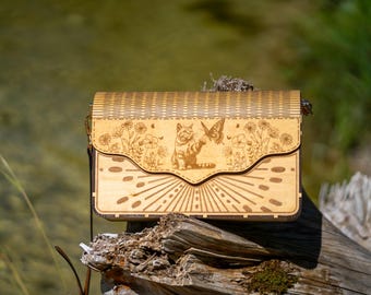 Clutch - Wooden Handbag, Wooden Purse, Gift for Her, Eco-Bag, Handmade, Evening Wear, Engraved