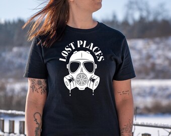 Lost Places - T-Shirt UNISEX - fairly produced! Survival Bushcraft Outdoor Gas Mask Urban Exploring