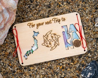 Next Trip to Japan Money Gift Card Wooden Piggy Bank Asia Tokyo