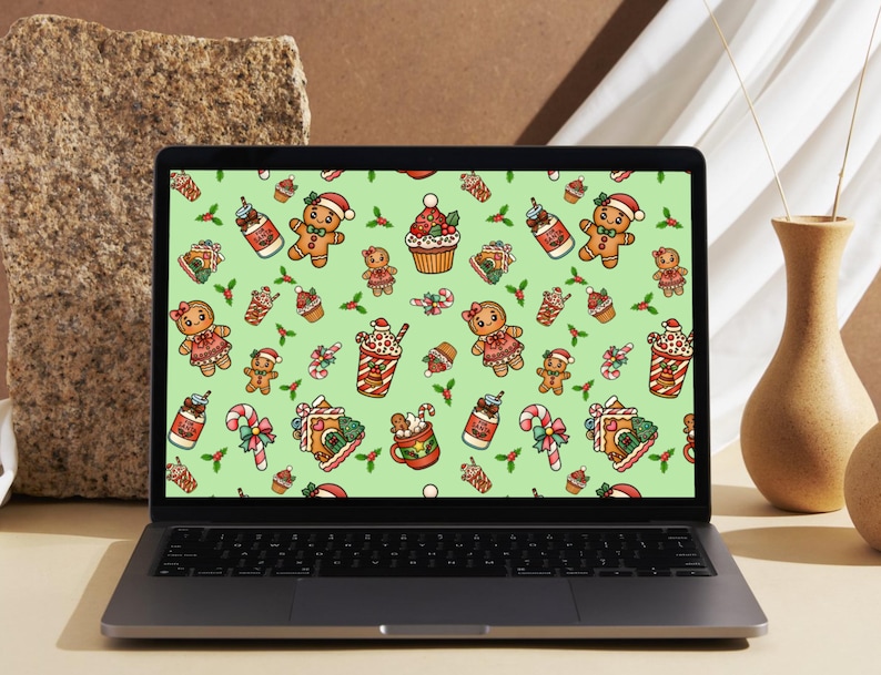 Gingerbread Child Computer Background Gingerbread Desktop Wallpaper, Cute Christmas Laptop Background ...