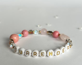 SURRENDER hymn stretchy beaded bracelet - I surrender all hymn bracelet stacker - gift of encouragement - grief and loss gift - gift for her