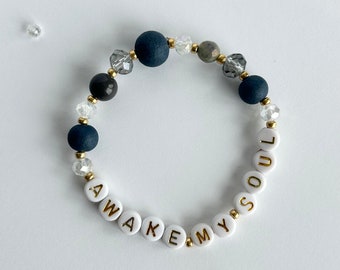 Crown Him With Many Crowns hymn stretchy beaded bracelet - bracelet stacker - gift of encouragement - grief and loss gift