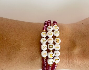 He Will Hold Me Fast beaded stretchy bracelet - seed bead bracelet stack - gift for teenager, daughter - favorite hymn