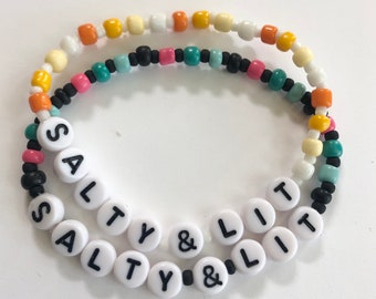 salty and lit single stretchy beaded faith bracelet - salt and light - gift for teen niece daughter youth - praise bracelet