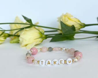 TAKE HEART stretchy beaded bracelet - John 16:33 - Scripture bracelet - Bible verse bracelet - gift of encouragement - grief and loss gift