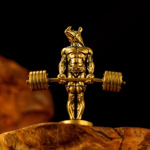 Solid Brass Rhino Bodybuilder Statue – Unique Fitness Gift for Gym Lovers & Desktop Decor