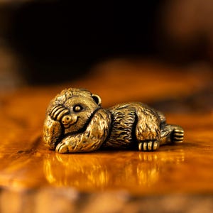 Solid Brass Sloth Figurines Three Gentle Resting Poses Desk and Shelf Decor A-Sloth