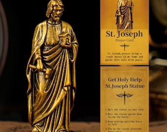 Brass Saint Figurine – St. Joseph Inspired Religious Home Decor