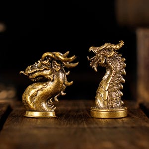 Vintage Solid Brass Dragon Head Sculpture – Handcrafted Mythical Artifact for Home & Office