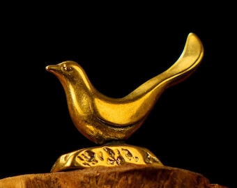 Statuetta di uccello in ottone – Scultura animale minimalista