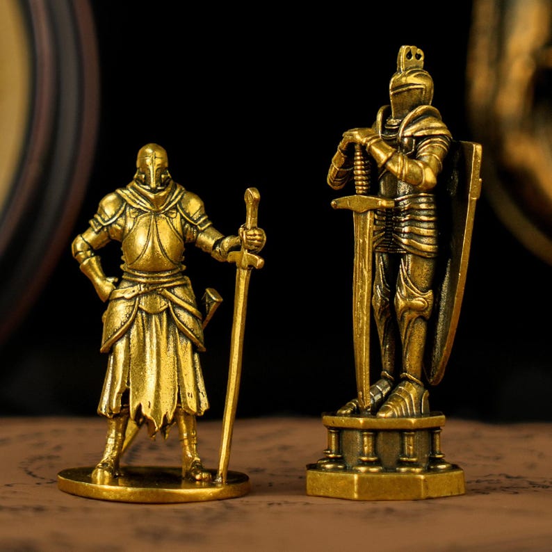 Knight Collectables Brass Knight Figurines – Medieval Warrior Collectibles for Desk & Shelf ...